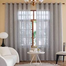 Curtains & Accessories Shein Lace Ruffle Striped Linen Semi-Sheer Window Curtain 1pc