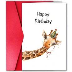 Red Cards & Invitations Shein Giraffe Birthday Card With Envelope 1pc