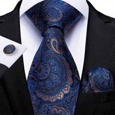Men - Polyester Ties Shein Men Tie Sets Classic Fashion Necktie Set With Cufflink - Business Party
