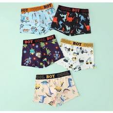 Elastane Boxer Shorts Shein Tween Boy Cartoon Dinosaur Robot Print Boxer Brief - Dinosaur