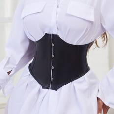 M Corsets Shein Women's Vintage Satin Steel Boned Corset Short Torso Waist Training - Underbust