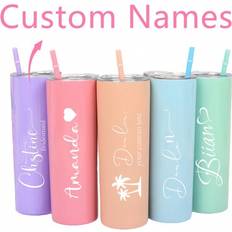 Pink Tumblers Shein Custom Skinny 20 Oz Vacuum Insulated With Lid And Straw Tumbler