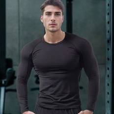 Shein Base Layers Shein Men's Tight-Fitting Long Sleeve Base Layer Shirt - Quick-Drying