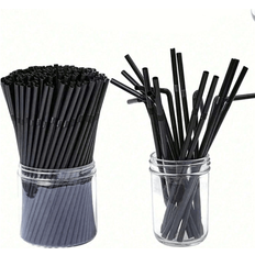 Plates, Cups & Cutlery Shein Black Flexible Plastic Straws 500 Pcs