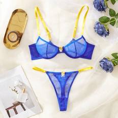 Lace Lingerie Sets Shein Contrast Color Sexy Lace Design Women's Fashionable Alluring Sheer Temptation Bra - Intimate