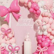 Shein Birthday Decorations Bow Pink And White Balloon Arch Kit