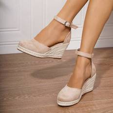 Espadrilles Shein Minimalist Ankle Strap Espadrilles - Fluffy Metal Buckle