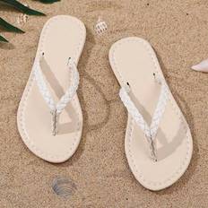 Beige Sandals Shein Toddler Infant Braided Flat Sandals - Beige