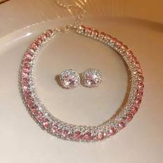 Crystal Jewellery Sets Shein Crystal Necklace & Earrings Jewelry Set