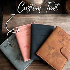 Brown Passport Covers Shein Customized PU Leather Magnetic Snap Passport Holder - Laser Engraved