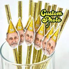 Shein Custom Face Straws 12 Pcs 50th Birthday Decorations