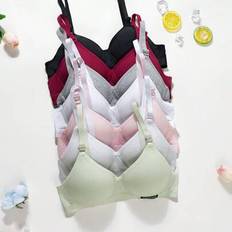Polyester Bralettes Children's Clothing Shein Girls Teenager Ribbed Triangle Cup Bra - Comfortable
