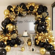 Black Balloon Arches Shein Black Gold Shiny Gold Sequin Balloon Garland Arch Kit 75/149pcs