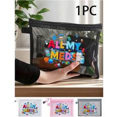 Red Toiletry Bags & Cosmetic Bags Shein Mesh Cosmetic Bag With All My Meds - Red Air