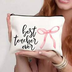 Multicoloured Cosmetic Bags Shein Teacher Gifts To Best Teacher Ever Letter Print - Makeup
