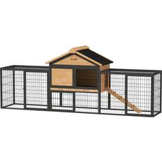 Pawhut Stor Utomhus Kaninbur med Lekyta Utdragbar Bricka 217 cm