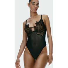 H&M Broderad Stringbody - Svart