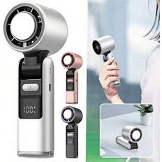 White Hand Held Fans Shein Digital Display Foldable LCE Cooling Fan USB Rechargeable