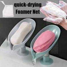 Green Soap Holders Shein Leaf Shape Soap Dish With Drain 6pcs