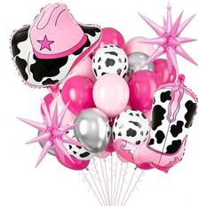 Pink Animal & Character Balloons Shein Disco Cowgirl Balloons 20 Pcs 12 Inch Pink Foil Horse