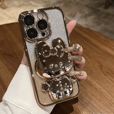 Shein Folding Rabbit Mirror Bracket Case For iPhone 16 12 13 15 14 11 Pro Max 13pro 15pro Iphone16 Stand Cover