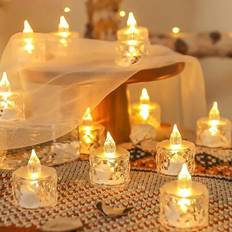 Acrylic Candlesticks, Candles & Home Fragrances Shein 48pcs Acrylic Crystal Pattern Electronic Lights LED Candle