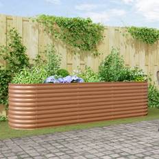 vidaXL Hævet Bed Blomsterkasse Træeffekt Metal 320 x 80 x 81 cm Højbed