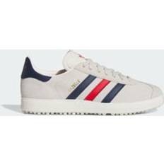 Beige - Men Golf Shoes adidas Gazelle Spikeless Golf Shoes - Alumina/Night Indigo/Better Scarlet