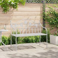 Metall Trädgårdsbänkar Utemöbler vidaXL Bänk Vit Metall 104 x 52.5 x 89 cm Trädgårdsbänk