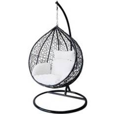 Alivio Large Rattan Hanging Egg Chair 203 x 120 cm Black