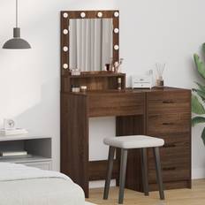 VidaXL Toiletborde vidaXL Makeupbord Med LED Lys Brun Egetræ 50 x 41 x 135 cm Toiletbord