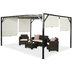 Metall Paviljonger Garden Point Pergola I Metall Santorini 3 x 4 m Krämfärgad