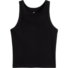 H&M Ribbed Cotton Vest Top - Black (1277134002)