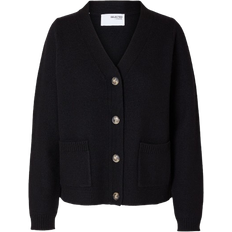 Selected Femme Ana Long Sleeve Knit Cardigan - Black
