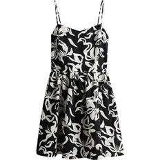 H&M Flared-Skirt Cotton Dress - Black