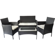 Bigzzia 4-pcs Outdoor Lounge Set, 1 Table incl. 2 Chairs & 1 Sofas