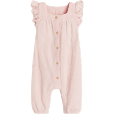 Sommerfugleærme Jumpsuits Børnetøj H&M Baby Lyserød Heldragt musselin med flæser