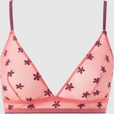Transparent BH:ar Understatement Mesh Triangle Bralette - Coral/Cherry