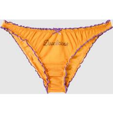 Mesh Ruffle Bikini Briefs - Mustard/Electric Lilac