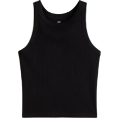 Black Tank Tops Children's Clothing H&M Girls Black Ribbed cotton vest top