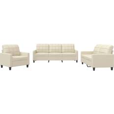 vidaXL 3201339 Cream Sofa 198cm 3stk 6 personers