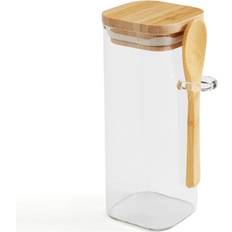 Rectangular Kitchen Containers Dunelm Glass Square Jar with Spoon - Clear Kitchen Container 0.3L