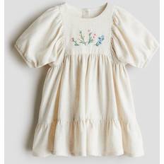 H&M Klänning I Linmix - Beige/Blommor