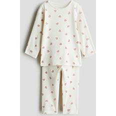 Långa ärmar Pyjamasar H&M Bomullspyjamas Med Tryck - Vit/Hjärtan
