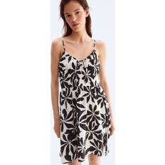 H&M Dam Klänningar H&M Smocked Strappy Dress - Vit/Svartblommig