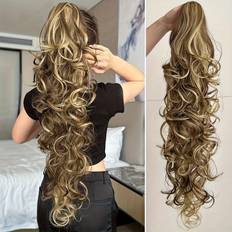 Temu Claw Ponytail Extension Dark Big Curly Clip In Hair Extensions Soft Looking Synthetic Hairpiece For Women