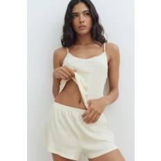 Dam Pyjamasar H&M Bomullspyjamas I Pointelle - Ljusgul