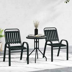 Wood Bistro Sets OutSunny Stackable Patio 3 Pieces Grey Bistro Set, 1 Table incl. 2 Chairs
