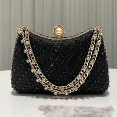 Black Clutches on sale Shein Shiny Glamorous Rhinestone Studded Clutch Bag - Black