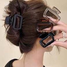Shein 4 Pcs 1 pc Medium Size 5cm Black And Brown Square Lightweight Plastic Hair Clips